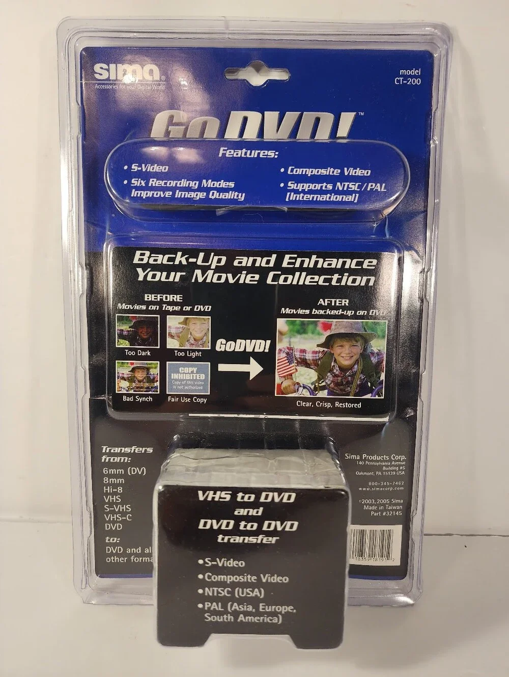Go DVD Back up Your Movie Collection, Allows One Touch DVD Recording CT-200 NEW